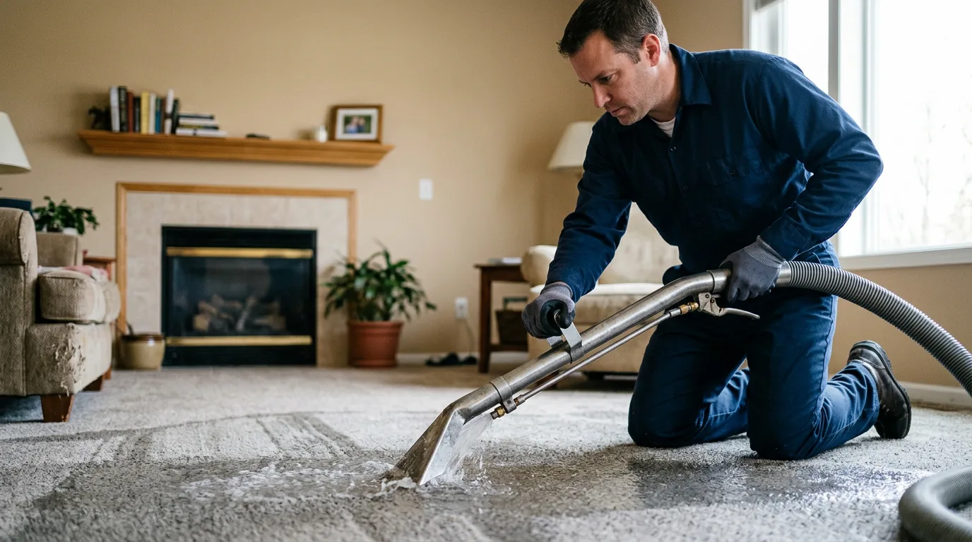 Water damage restoration technician working near Marietta, TX